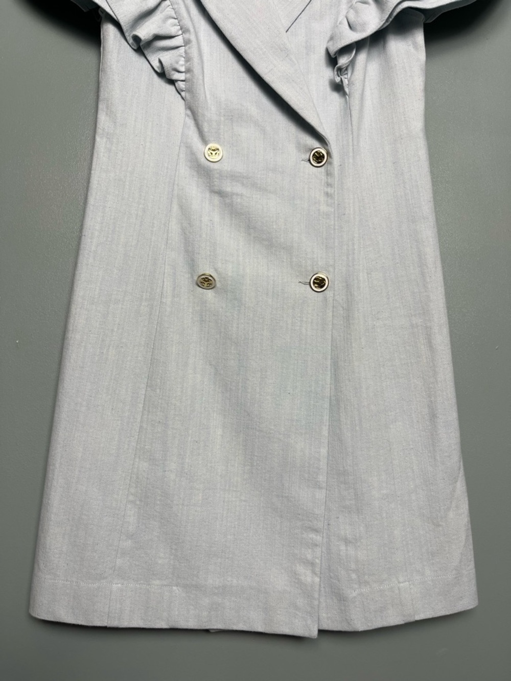 Sandro Angelina Ruffle Denim Blazer Dress FR 38 Women’s Size 4 - Picture 4 of 9